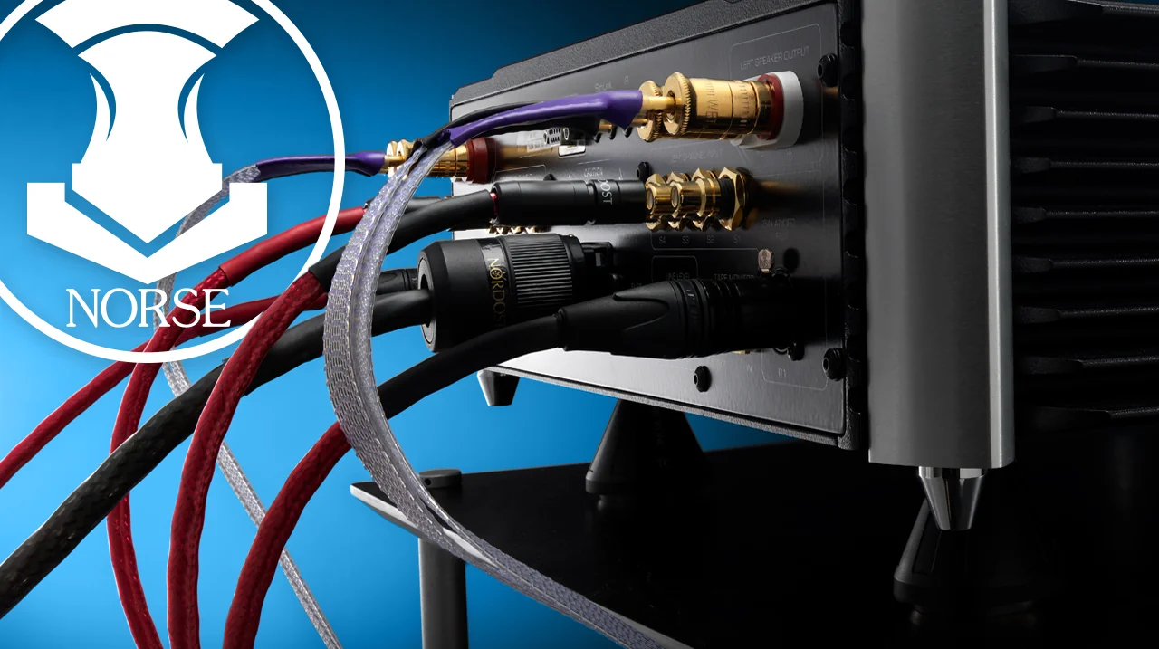 Nordost Norse-series cables terminated into loudspeaker binding posts